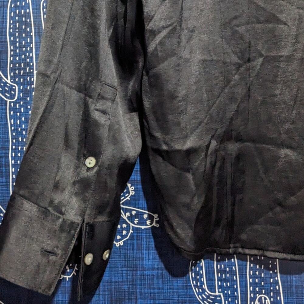 NWT Madewell Satin Darted Button-Up Shirt True Black Women's Size 14 #NN947 - Picture 11 of 13